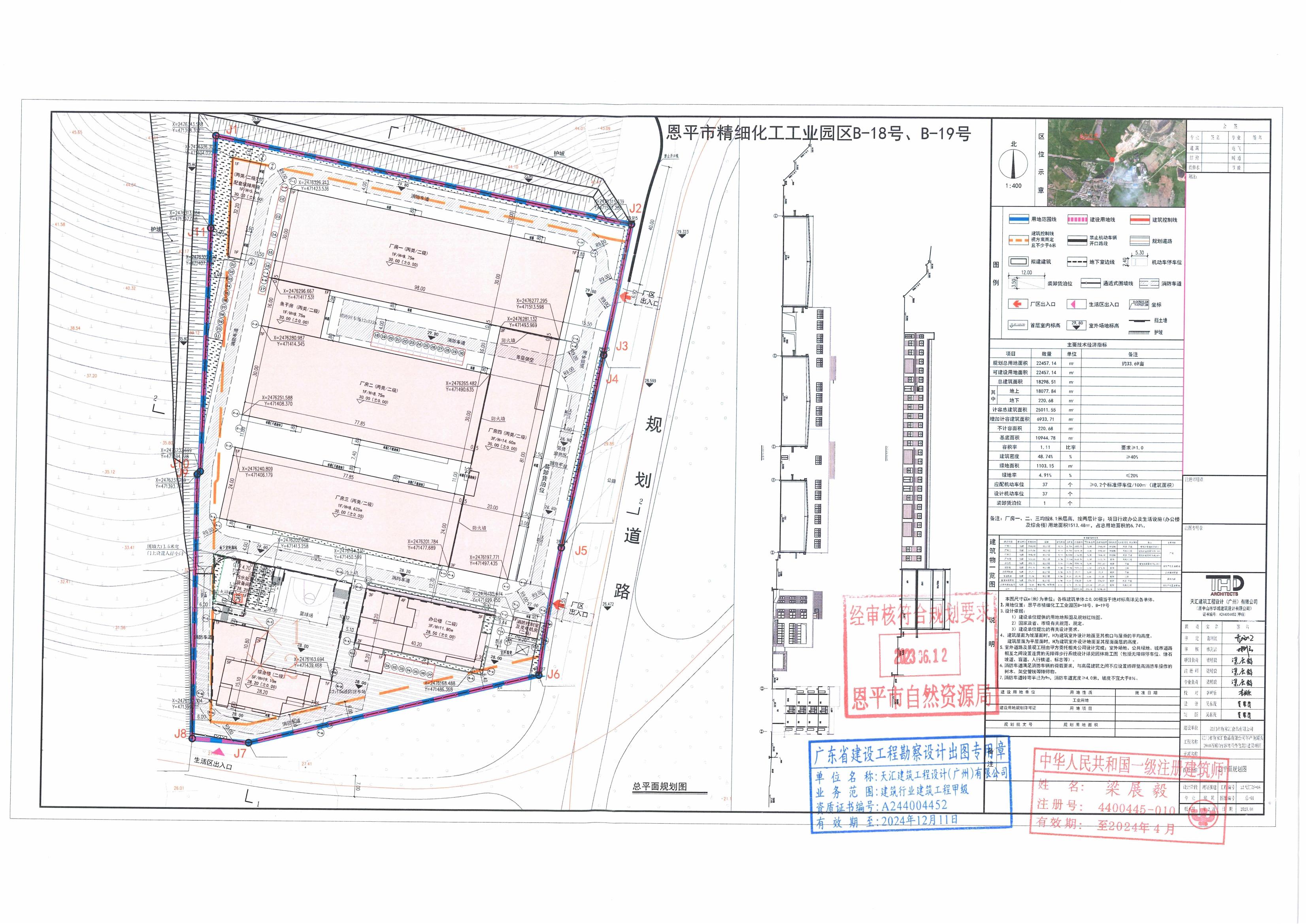 2023年6月1日【批后公告】恩平市精細化工工業(yè)園區(qū)B-18、B-19號規(guī)劃設(shè)計（江門市魚家匯食品有限公司）總平面圖_00.jpg