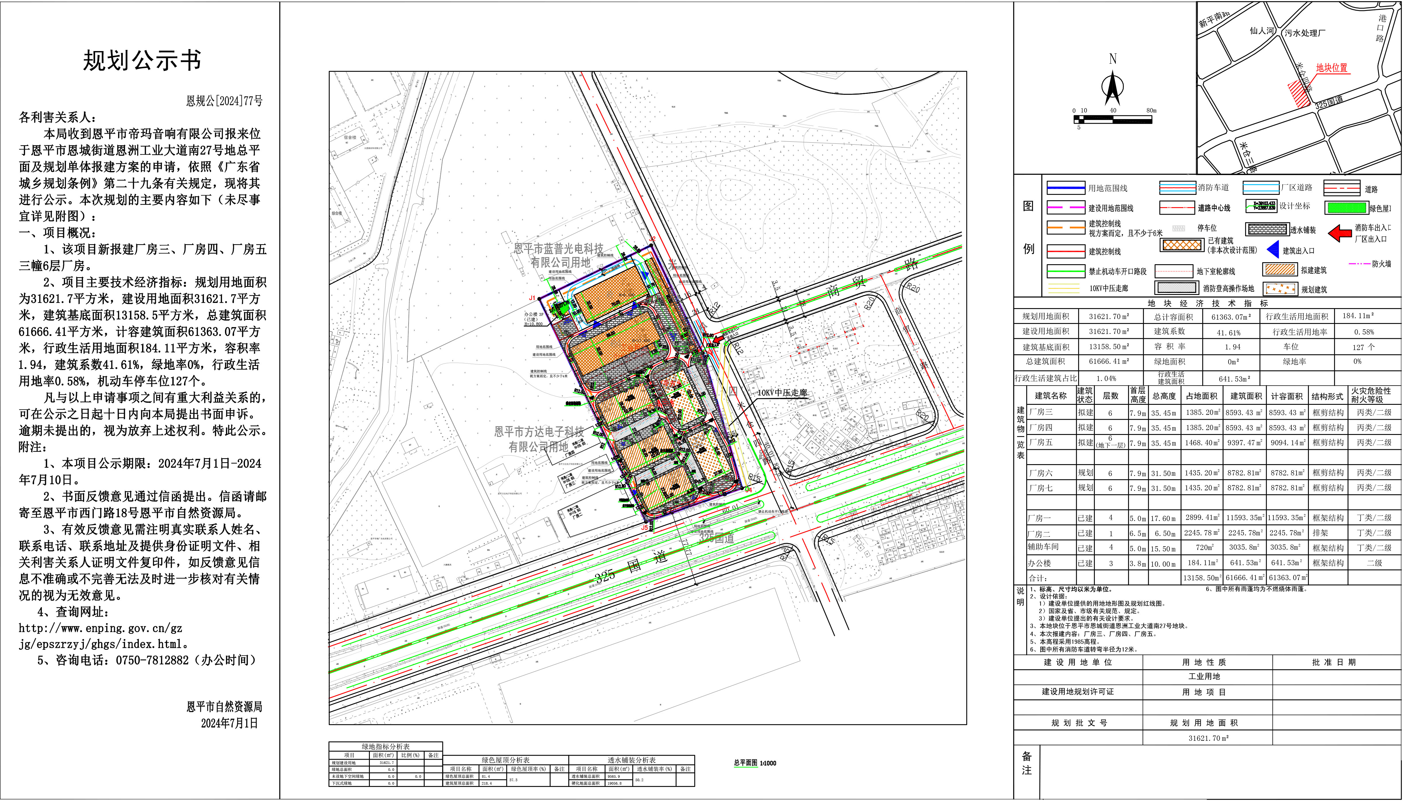 恩規(guī)公[2024]77號規(guī)劃公示書 關(guān)于恩平市恩城街道恩洲工業(yè)大道南27號地總平面及規(guī)劃單體恩平市帝瑪音響有限公司）的規(guī)劃公示.jpg